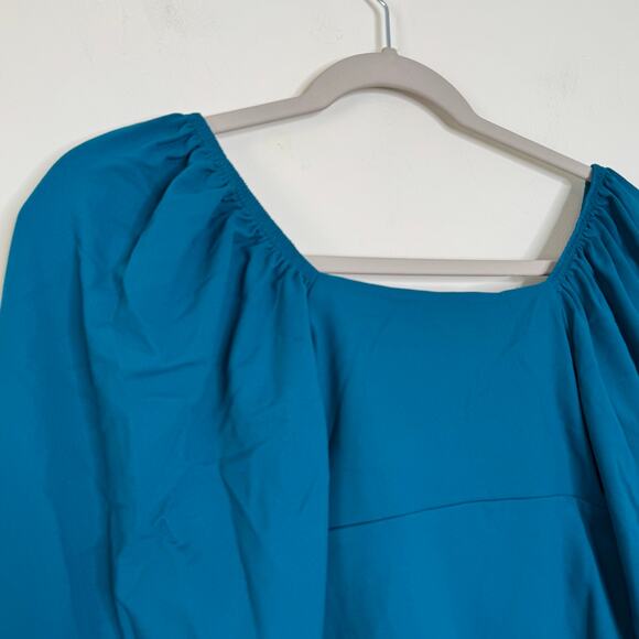 Susana Monaco Square Neck Gathered Sleeve Top in Sea Green NWT Size Medium - Picture 6 of 10